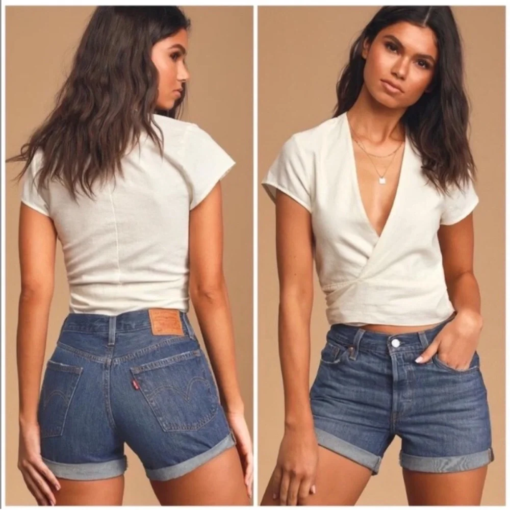 Levi’s Premium 501 Long Women’s Shorts NWT Denim Dark Wash Mid Rise Size 28